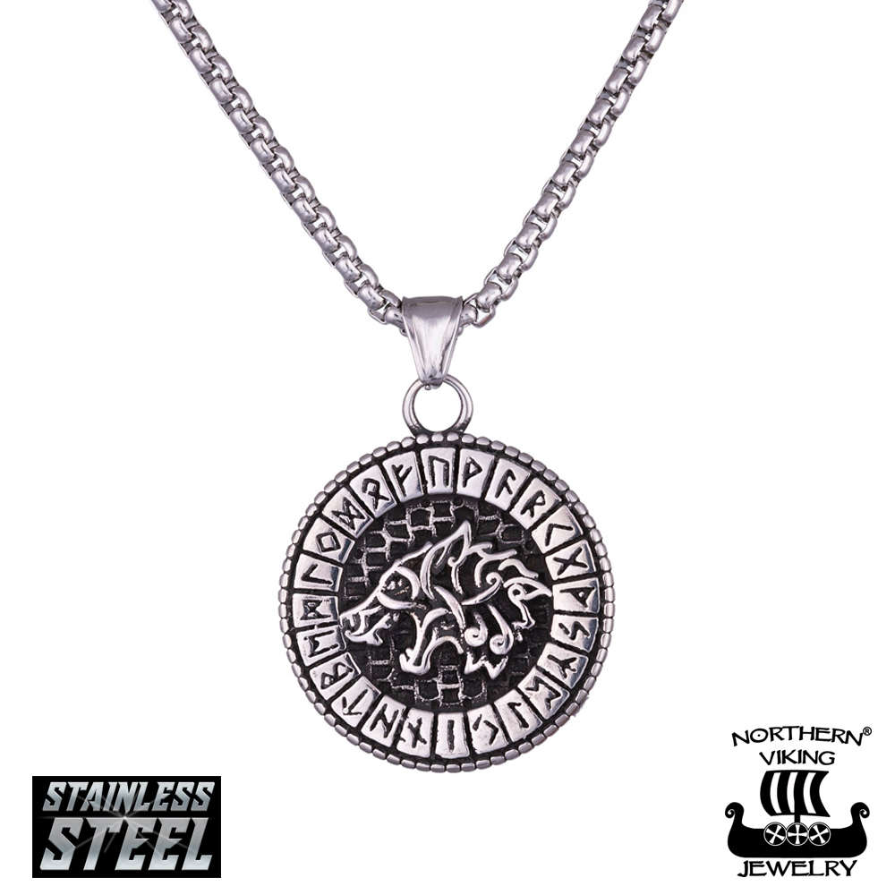 Northern Viking Jewelry Fenrir Rune kaulakoru NVJRS125