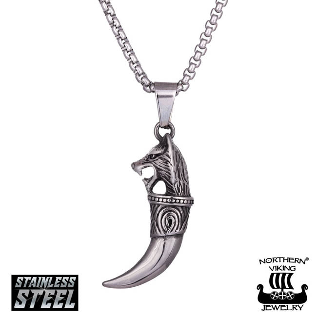 Northern Viking Jewelry Fenrir Wolf Head Kaulakoru NVJRS025