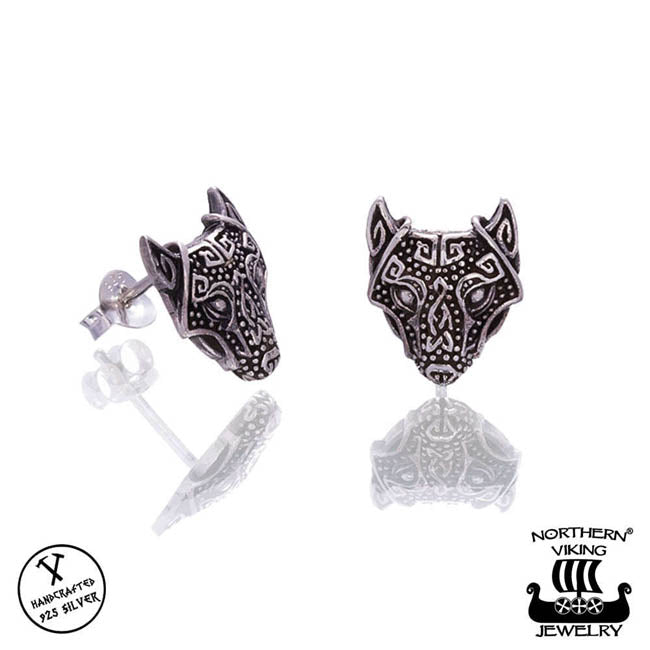 Northern Viking Jewelry Guardian Wolf Korvakorut Hopea NVJKK028