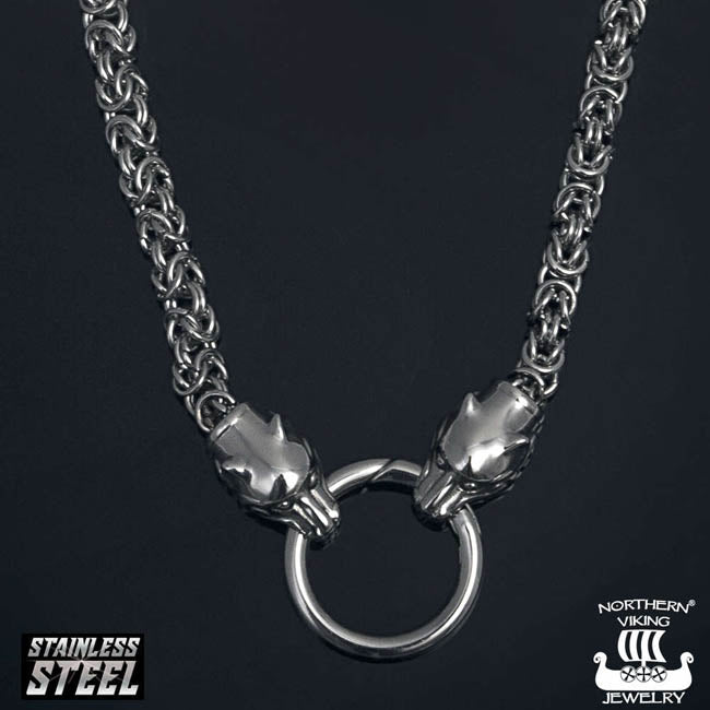 Northern Viking Jewelry Kuningasketju Sudenpäillä NVJKE003 