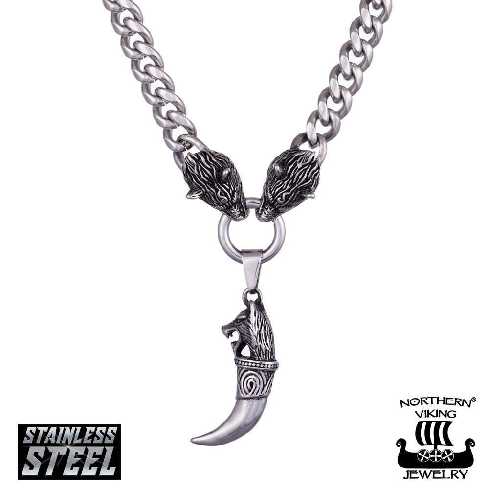 Northern Viking Jewelry Sudenpäillä + Fenrir Wolf Head NVJRS120