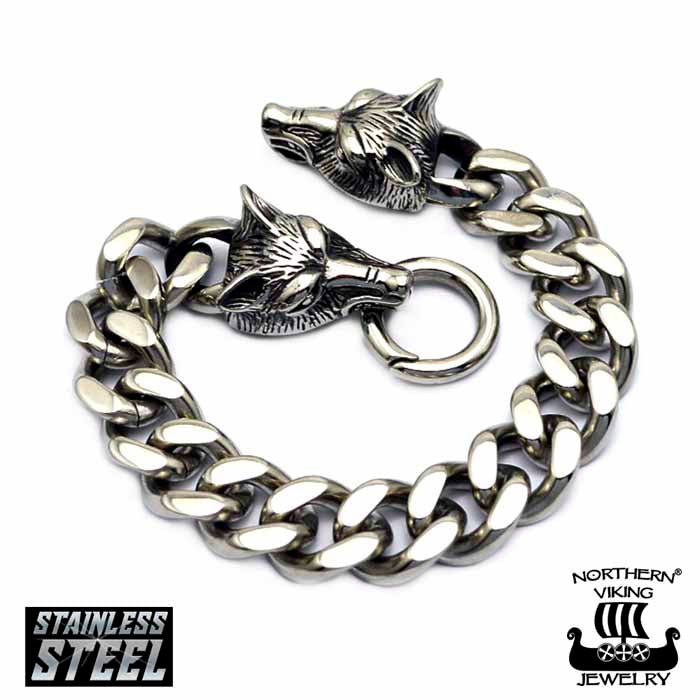 Northern Viking Jewelry Wolf Head rannekoru