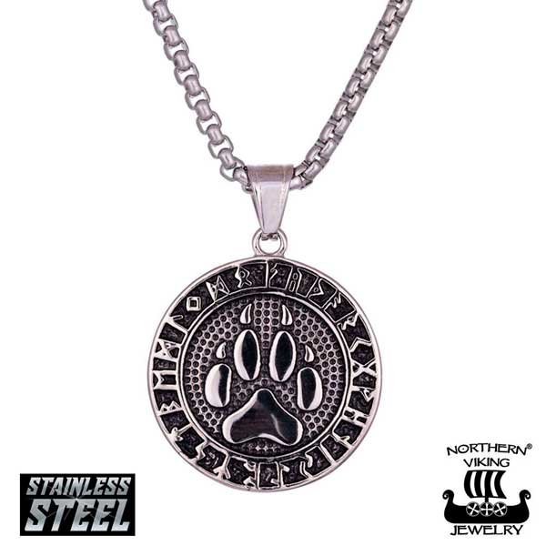 Northern Viking Jewelry Wolf Paw Rune Riipus