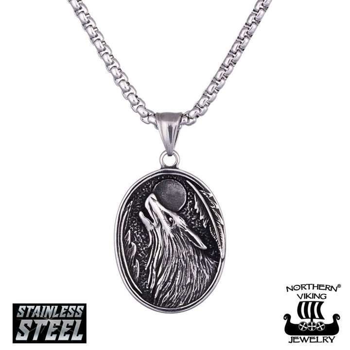 Northern Viking Jewelry Wolf &amp; Moon