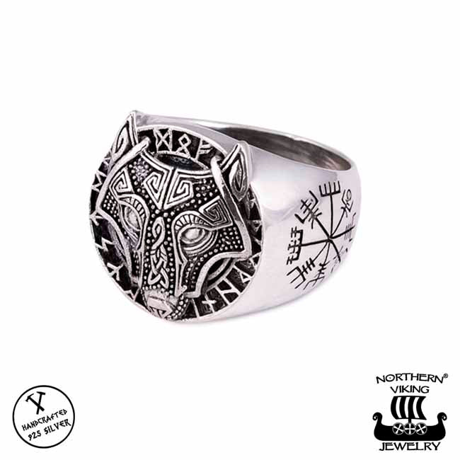 Northern Viking Jewelry Guardian Wolf sormus NVJ-H-SO022