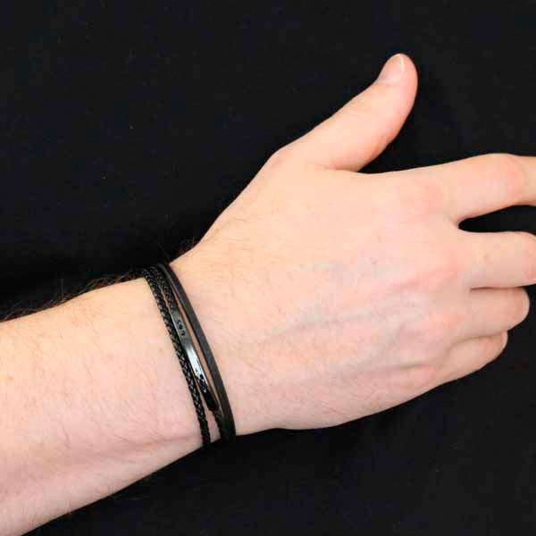 Miesten rannekoru nahkaa SSLB-123Bmusta