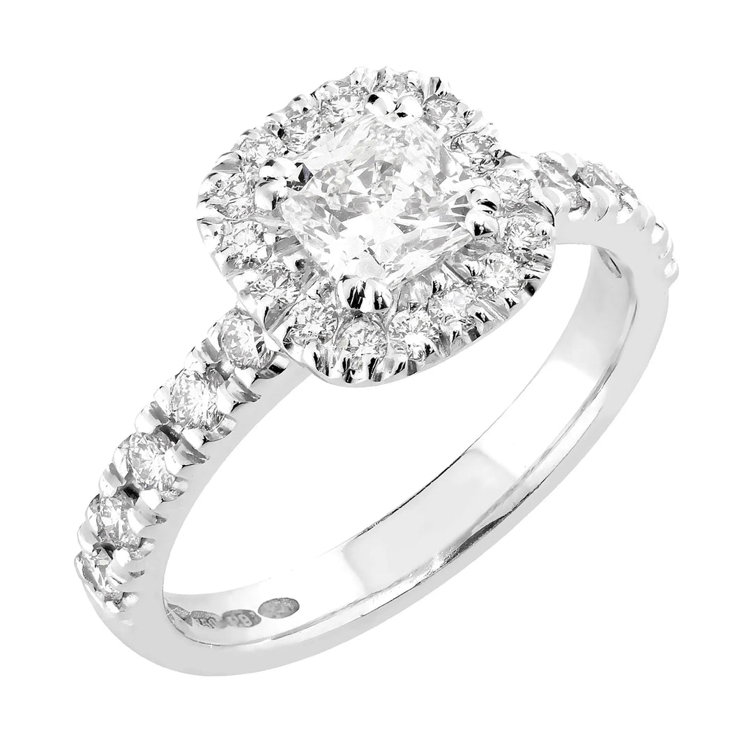 Sandberg Toivomuslähde V-970w 1,13 ct cushion timanttisormus valkokulta