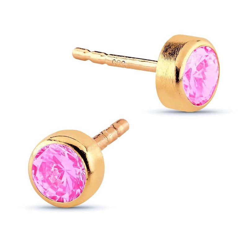 Korutuote Kultakorvakorut Pinkki Zirkoni 3 mm