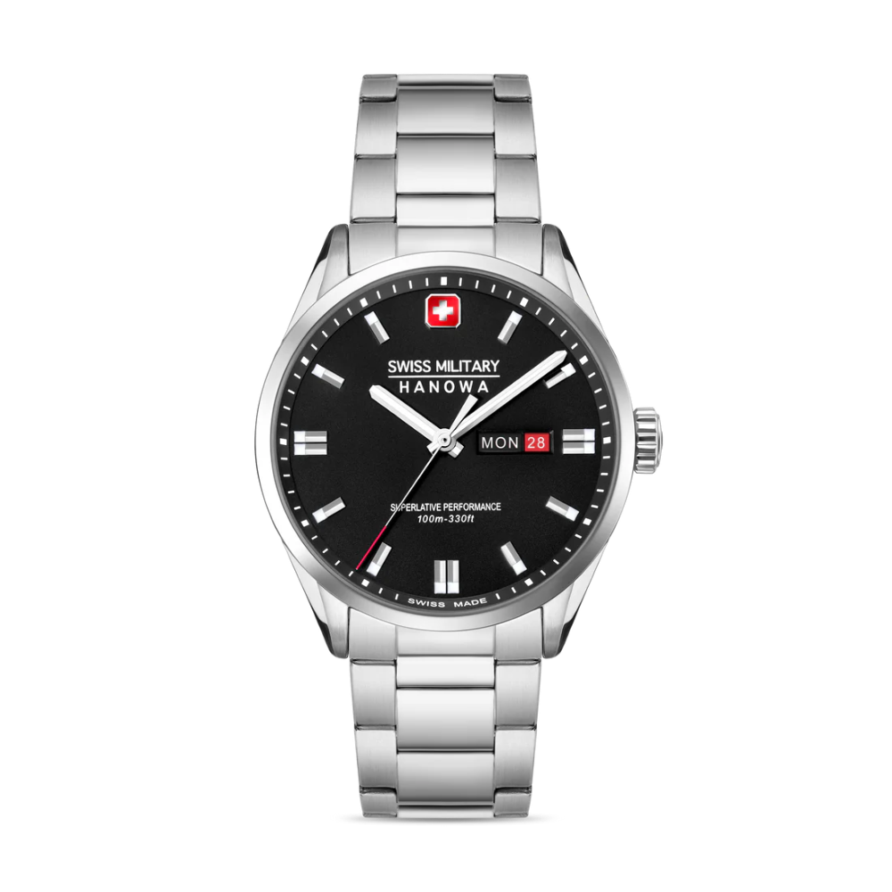 Swiss Military Hanowa Roadrunner Maxed musta sveitsiläinen kello