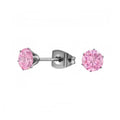 Titaanikorvakorut pinkki zirkonia 5 mm