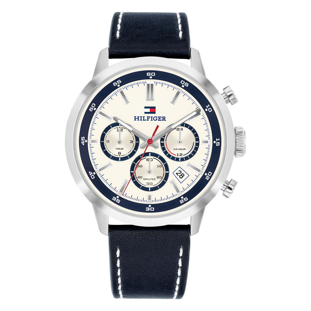 Tommy Hilfiger TH1710751 miesten rannekello, valkoinen kellotaulu ja sininen ranneke