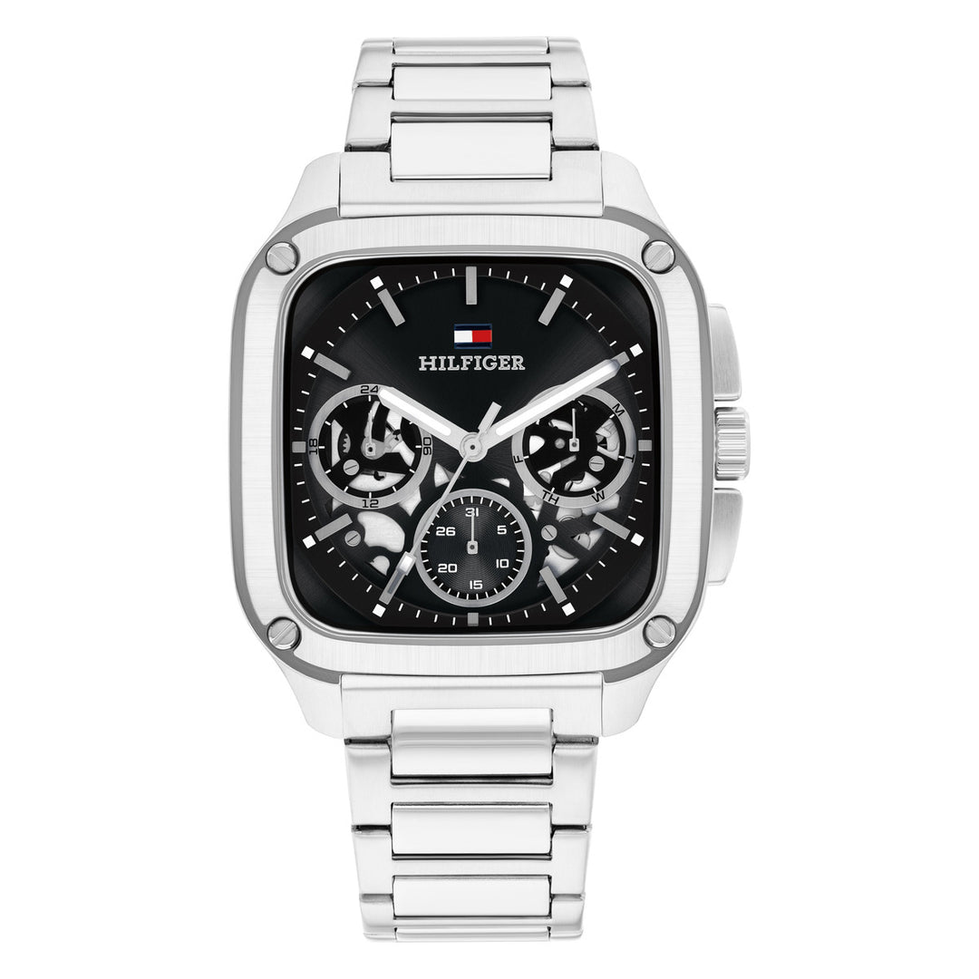 Tommy Hilfiger TH1710758 miesten rannekello, musta kellotaulu ja teräs ranneke