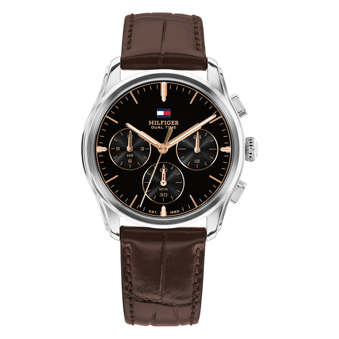 Tommy Hilfiger TH1710808 miesten rannekello, sininen kellotaulu ja ruskea ranneke