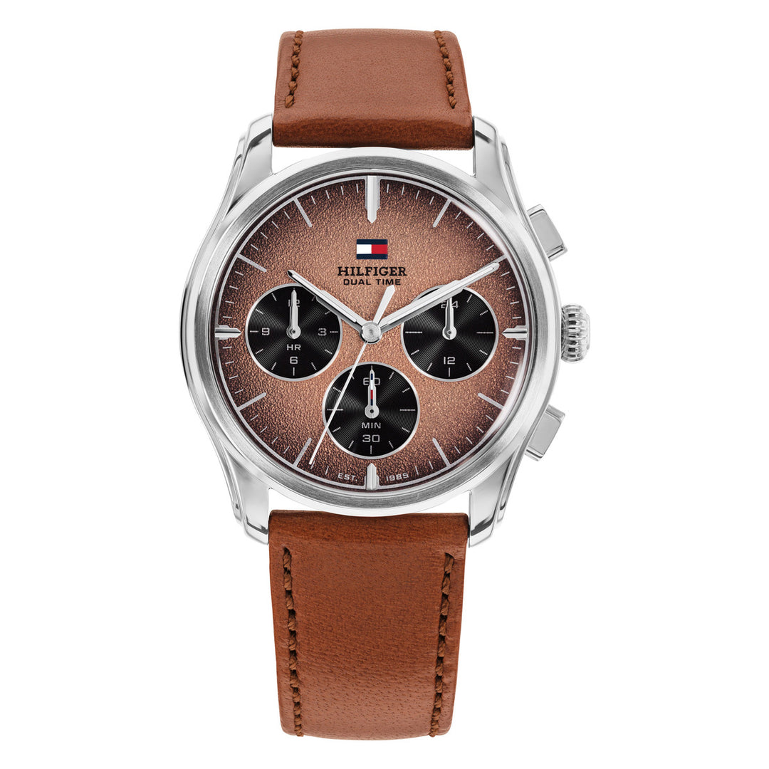Tommy Hilfiger TH1710810 miesten rannekello, ruskea kellotaulu ja ruskea ranneke