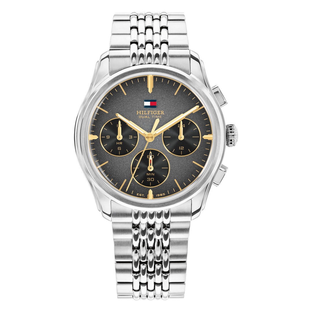 Tommy Hilfiger TH1710812 miesten rannekello, musta kellotaulu ja teräs ranneke