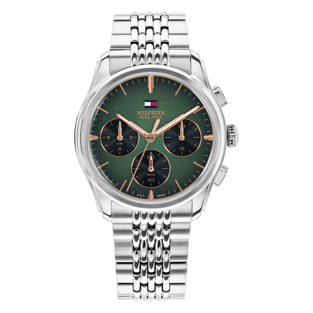 Tommy Hilfiger TH1710813 miesten rannekello, vihreä kellotaulu ja teräs ranneke