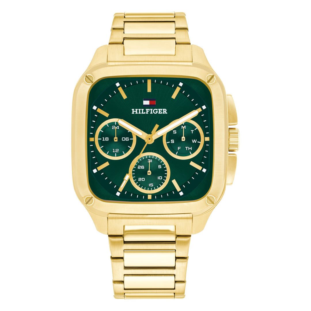 Tommy Hilfiger TH1792223 miesten rannekello, vihreä kellotaulu ja kulta ranneke
