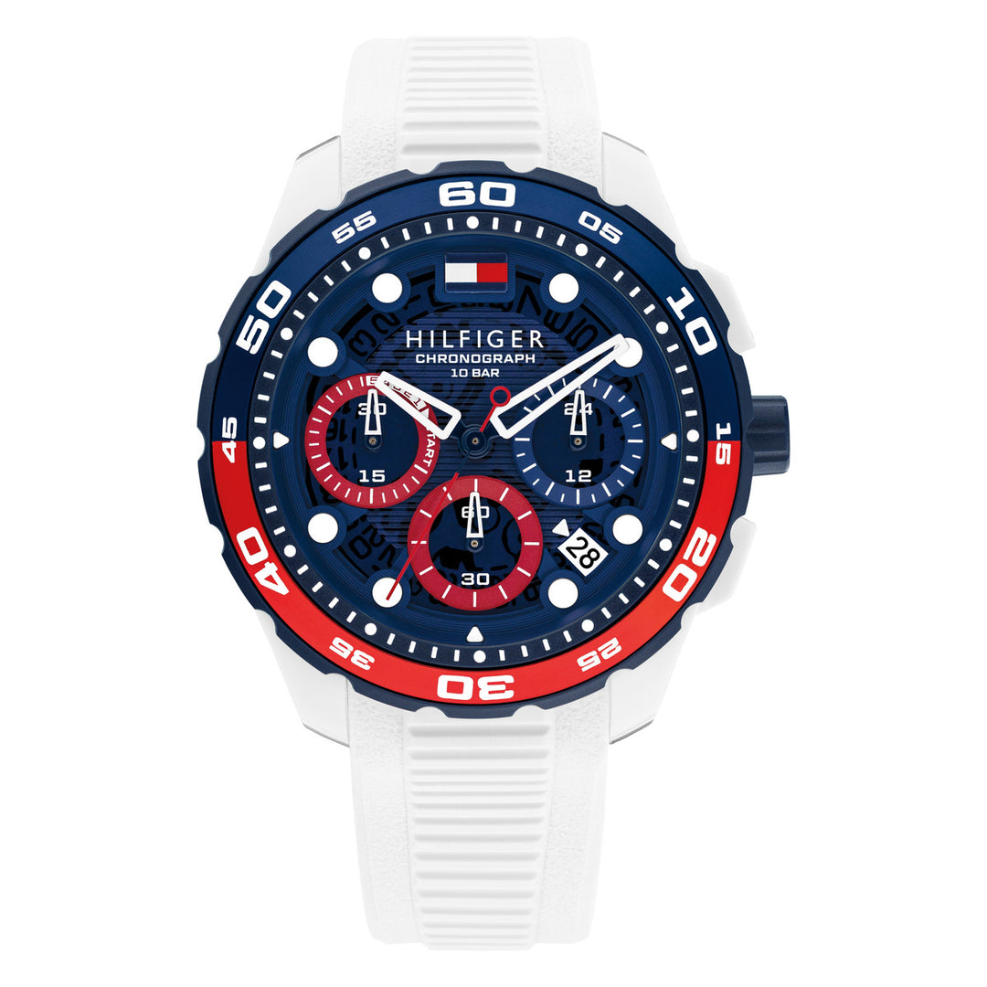 Tommy Hilfiger TH1792231 miesten rannekello, sininen kellotaulu ja valkoinen ranneke