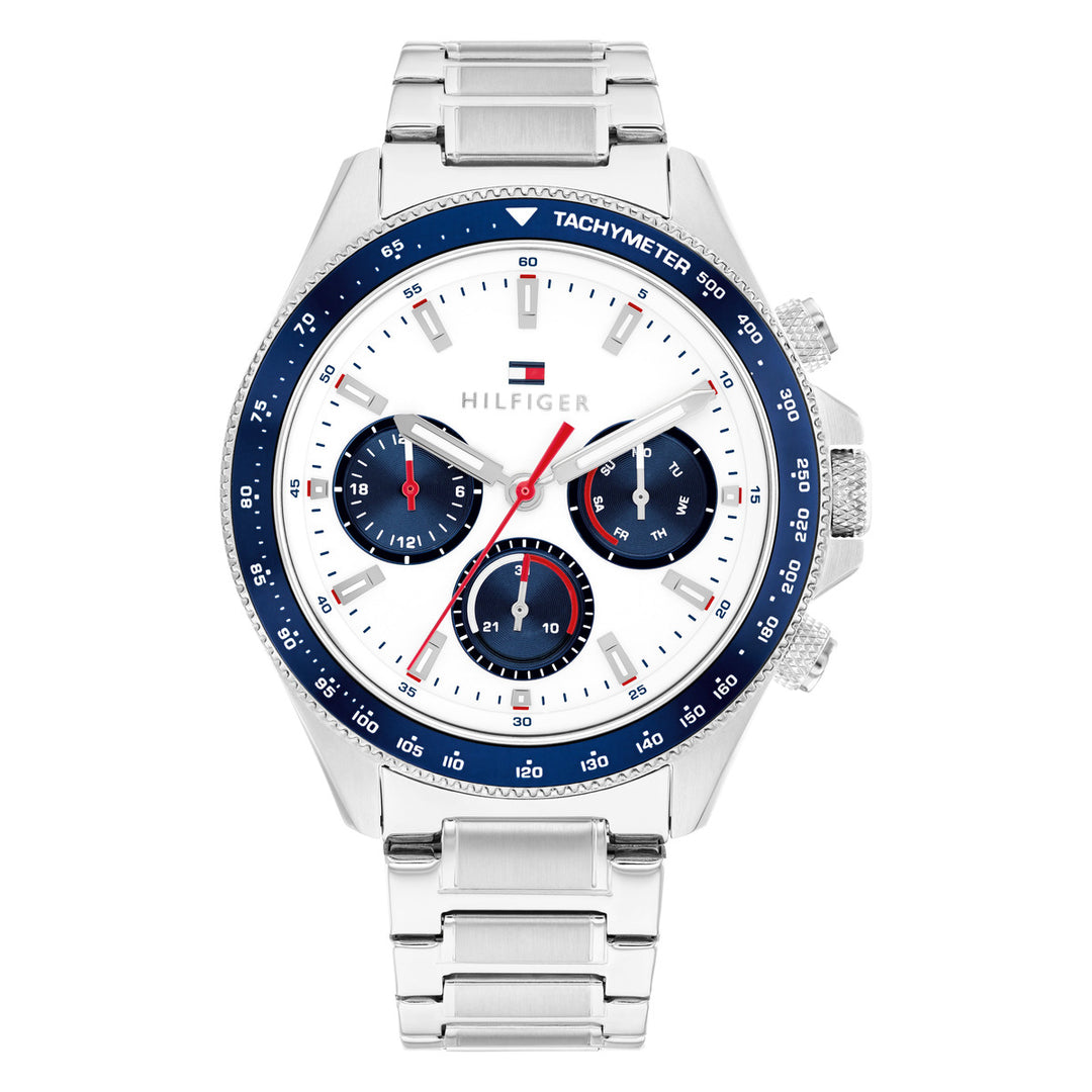 Tommy Hilfiger TH1792238 miesten rannekello, valkoinen kellotaulu ja teräs ranneke