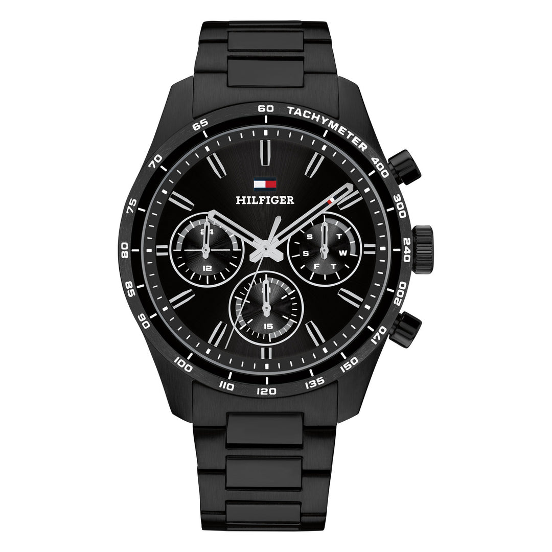 Tommy Hilfiger TH1792280 miesten rannekello, musta kellotaulu ja musta ranneke