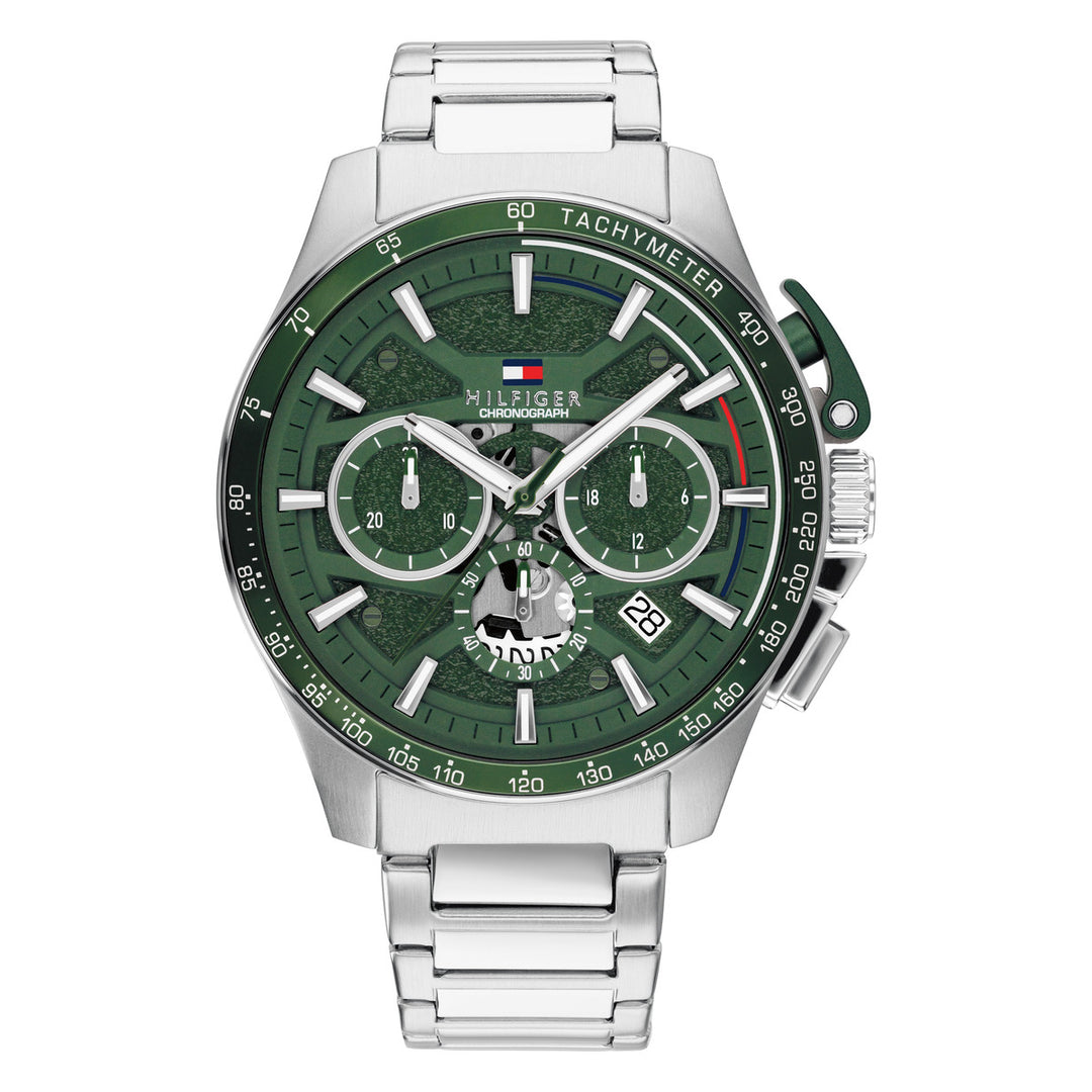 Tommy Hilfiger TH1792293 miesten rannekello, vihreä kellotaulu ja teräs ranneke