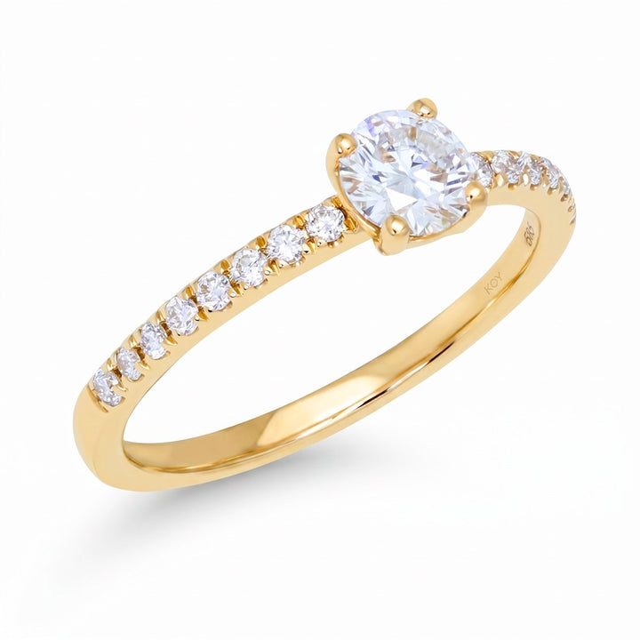 Beat of Love Anthea 0,50 ct laboratoriotimanttisormus keltakulta, viistokuva