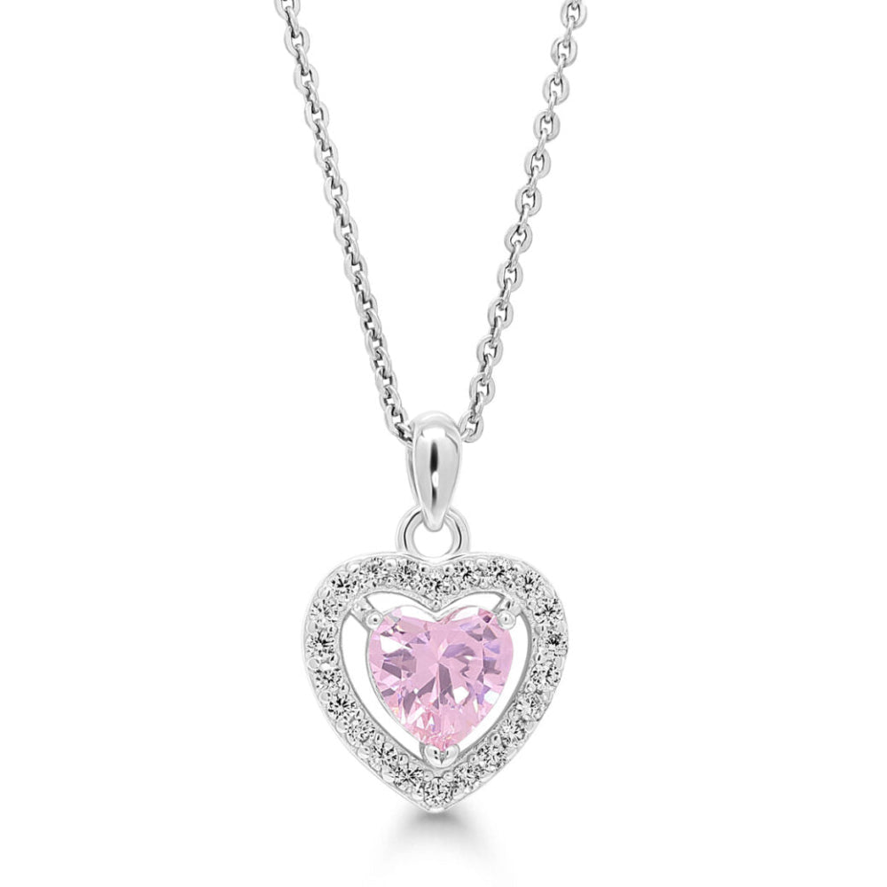 Beat of Love – Hopeakaulakoru sydän pinkillä ja kirkkailla zirkoneilla BOL-N1882ZPI-40-45cm