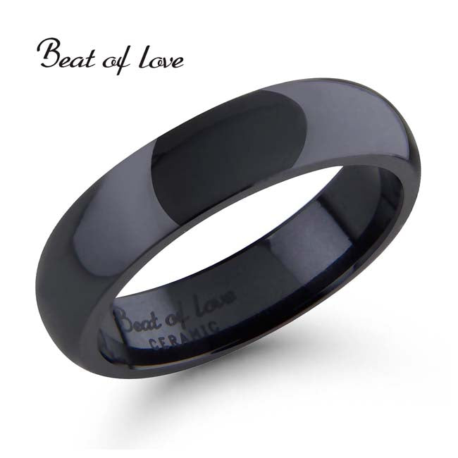 Beat of Love keraaminen musta sormus sileä 5 mm