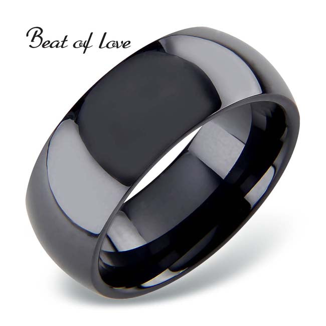 Beat of Love keraaminen musta sormus sileä 8 mm