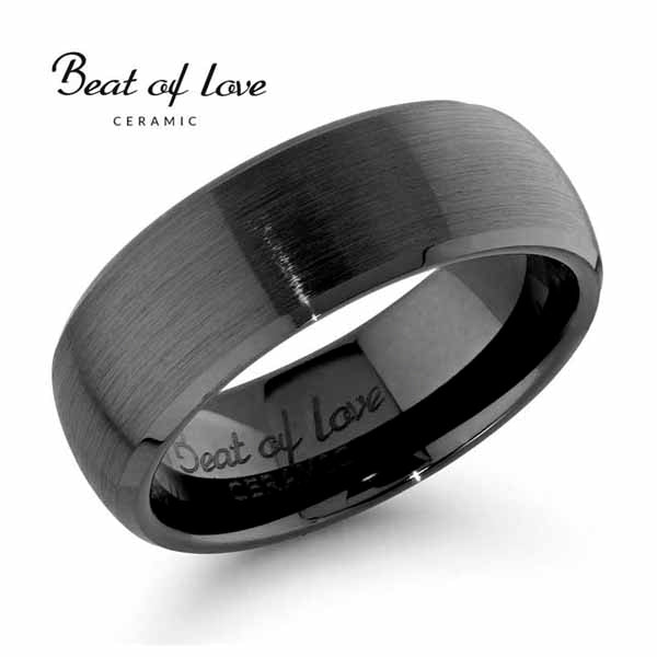 Beat of Love keraaminen musta sormus 7 mm