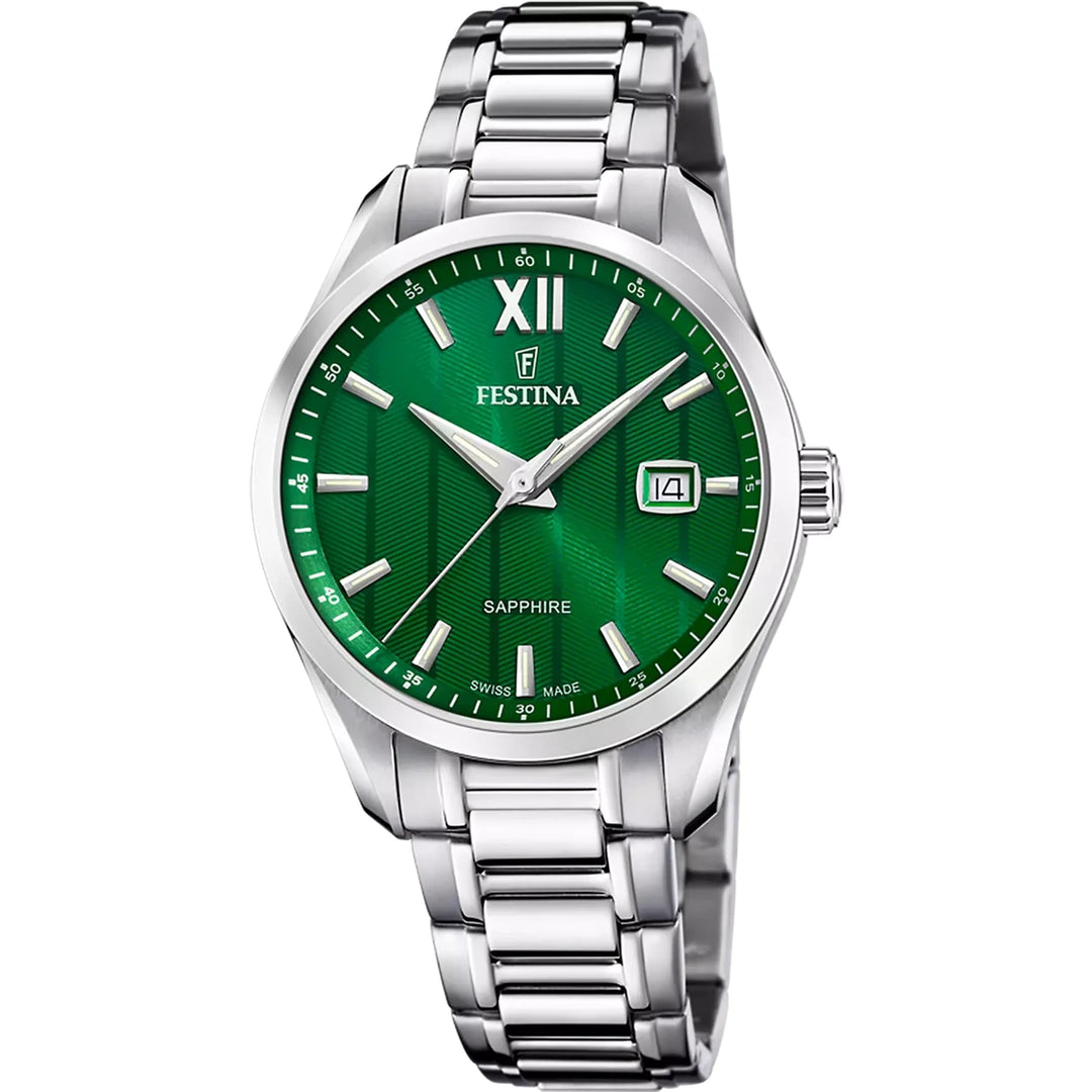 Festina Swiss F20026/3 miesten rannekello vihreä kellotaulu