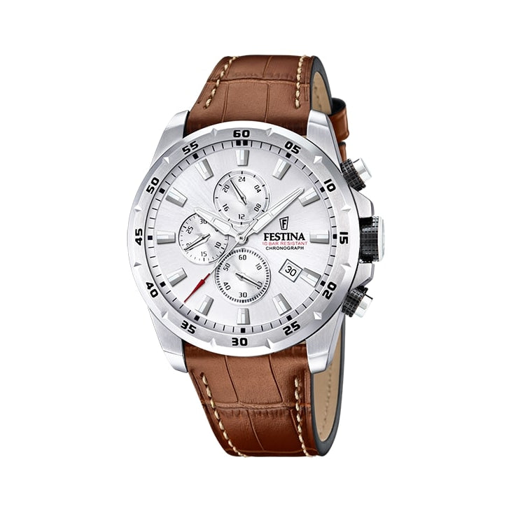 Festina Timeless Chronograph F20692/1 rannekello, hopea kellotaulu