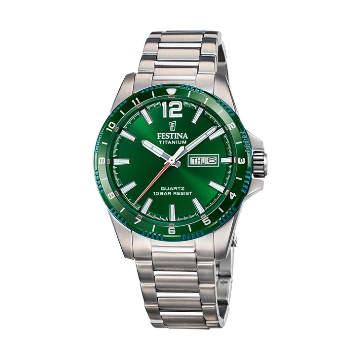 Festina Titanium F20698/3 rannekello, vihreä kellotaulu