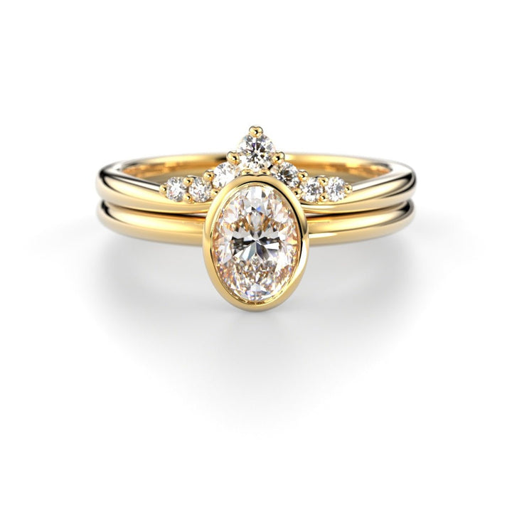 Timanttisormus Auréa Bezel Oval 0,50 ct - 14k keltakulta