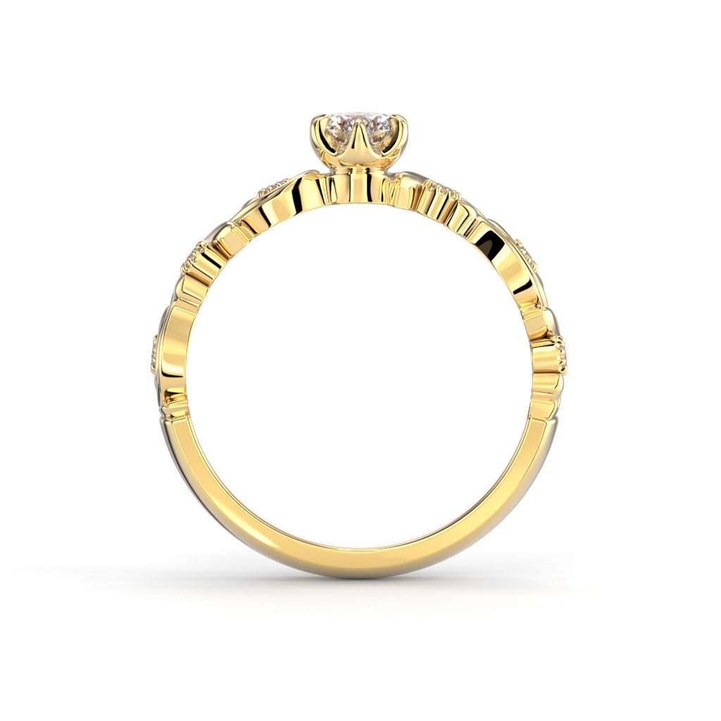 Festive Feeniks Lux Briljant 0,36 ct timanttisormus keltakulta sivulta