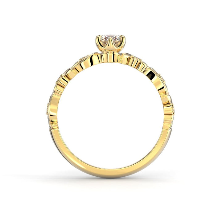 Festive Feeniks Lux Briljant 0,36 ct timanttisormus keltakulta sivulta