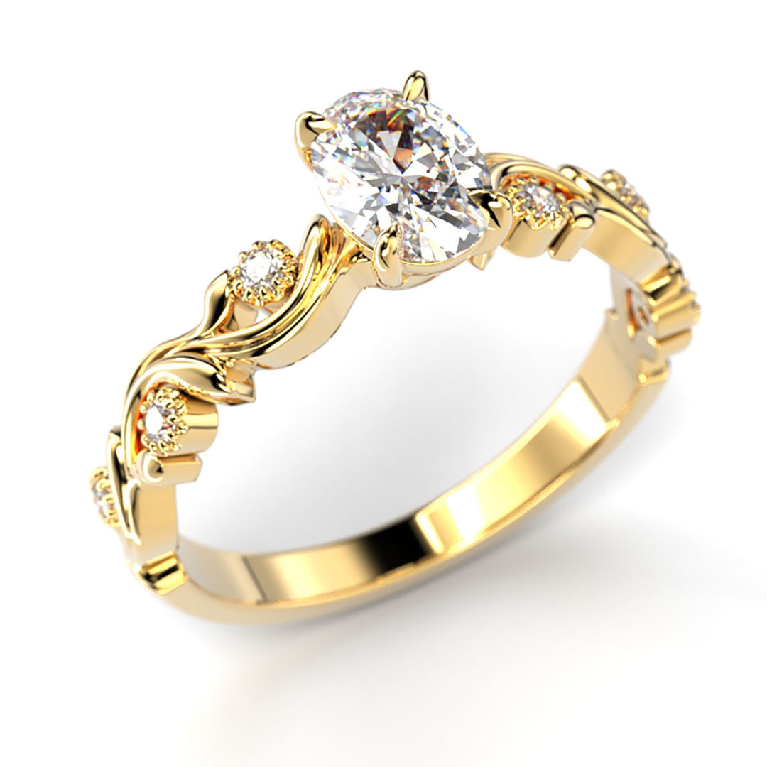 Festive Feeniks Lux Oval 0,56 ct timanttisormus keltakulta