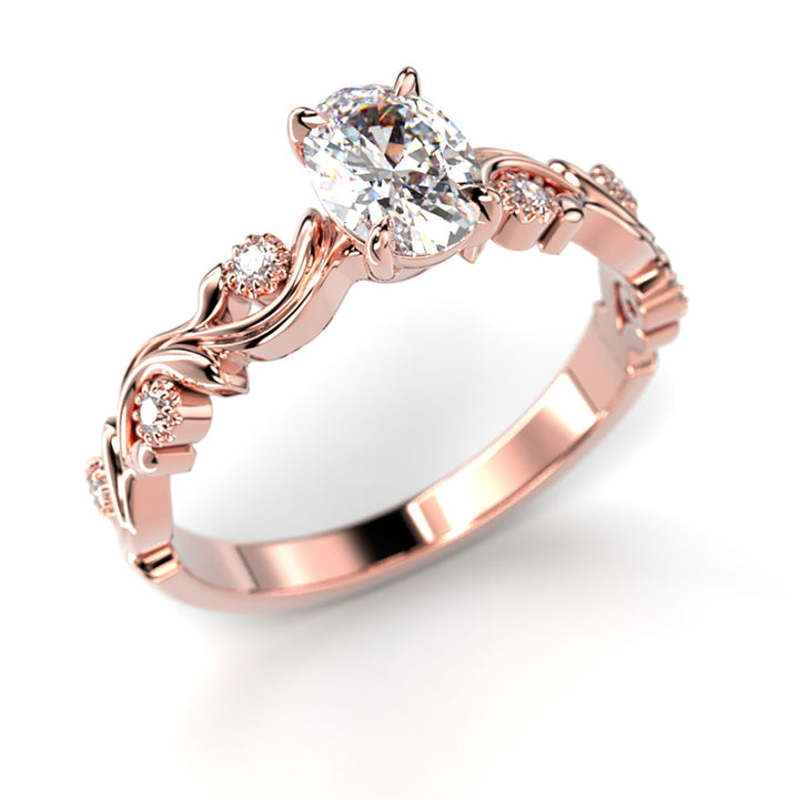 Festive Feeniks Lux Oval 0,56 ct timanttisormus punakulta