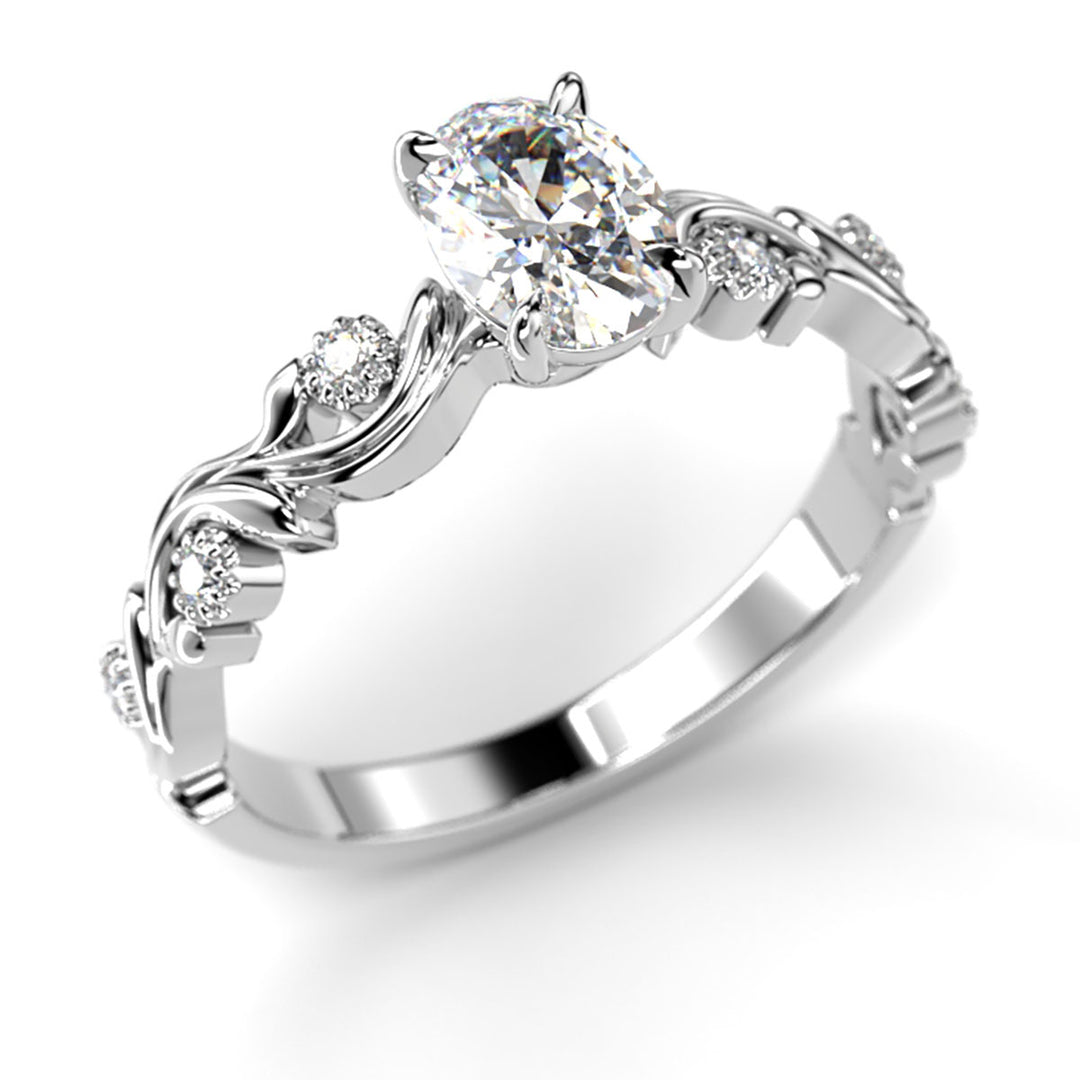 Festive Feeniks Lux Oval 0,56 ct timanttisormus valkokulta