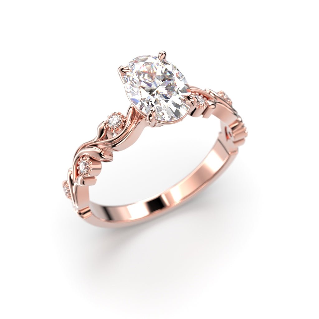 Festive Feeniks Lux Oval 1,06 ct timanttisormus punakulta viistosta