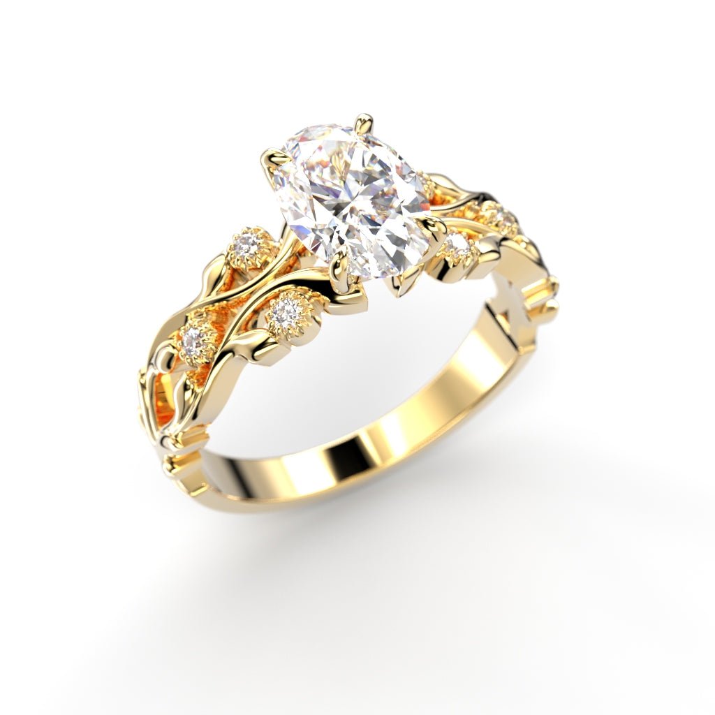 Festive Feeniks Twin Oval 1,06 ct timanttisormus keltakulta viistosta