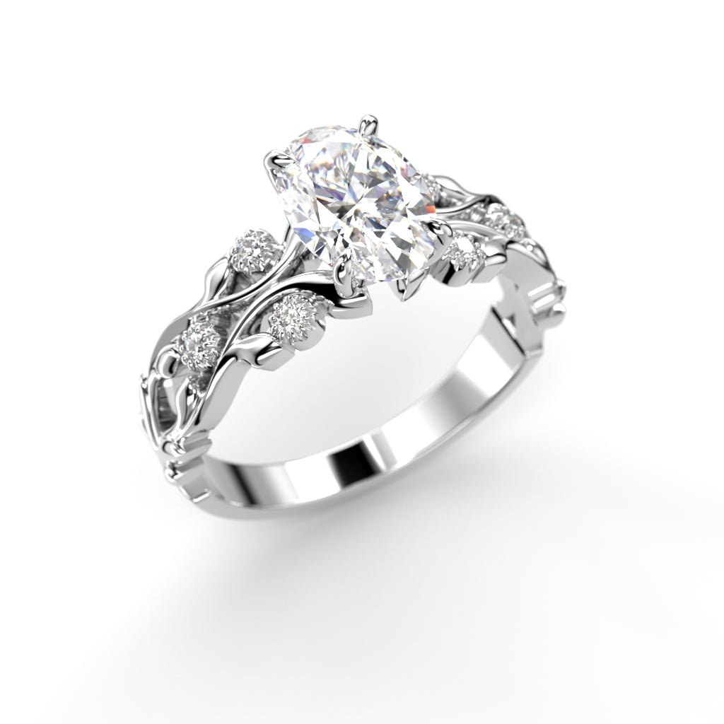 Festive Feeniks Twin Oval 1,06 ct timanttisormus valkokulta viistosta