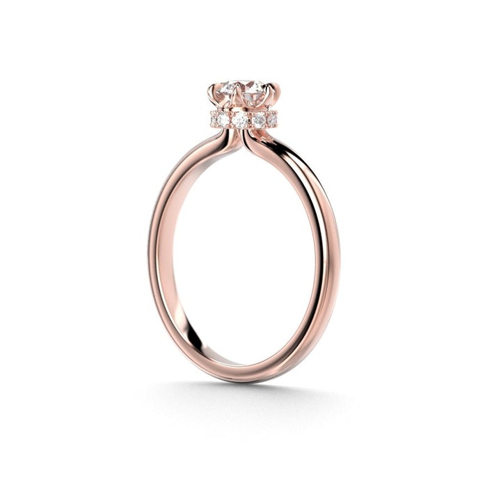 Festive Heidi Hidden Halo 0,60 ct timanttisormus punakulta, sivukuva