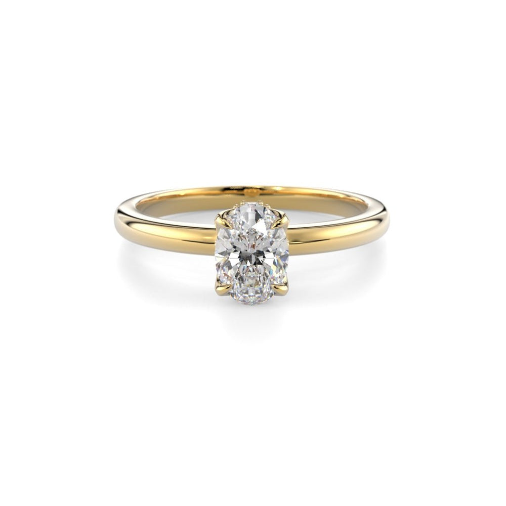 Festive Heidi Hidden Halo Oval 0,60 ct timanttisormus keltakulta, etukuva