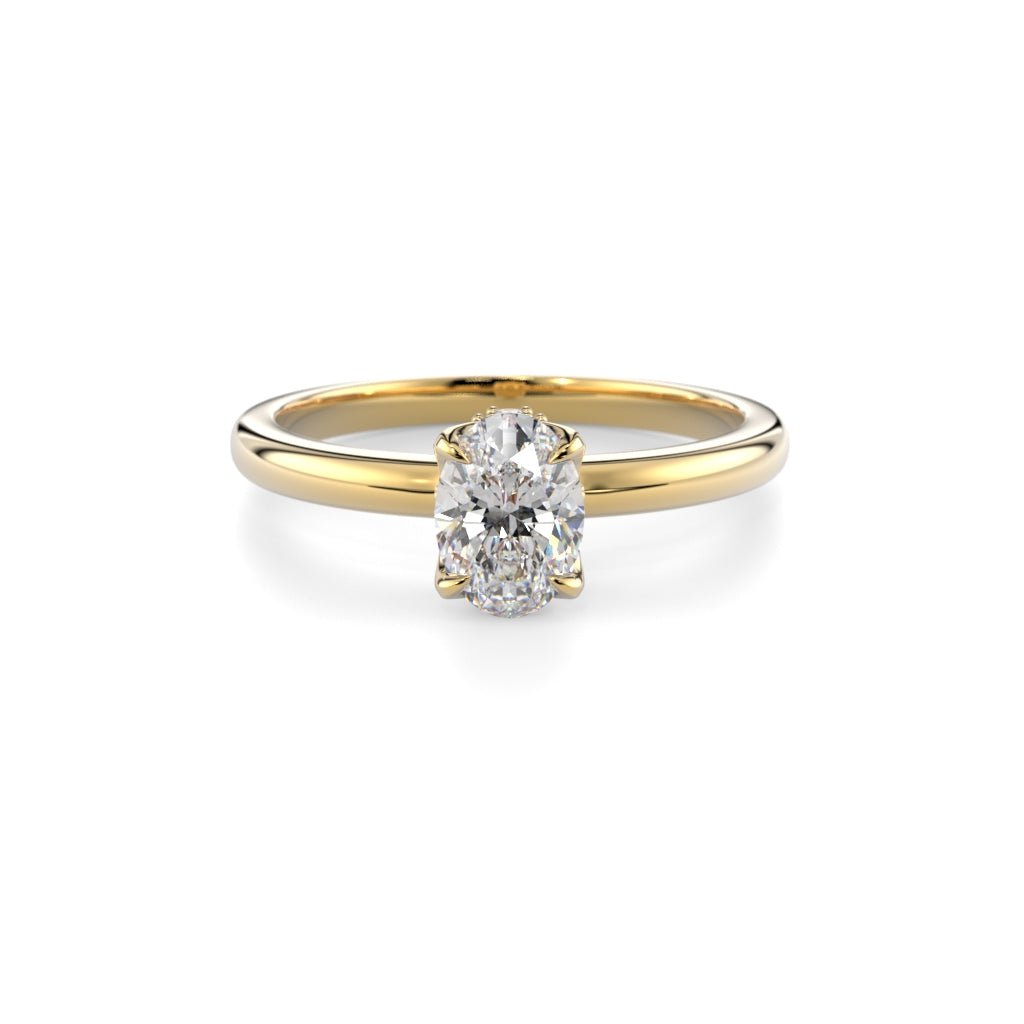 Festive Heidi Hidden Halo Oval 0,60 ct timanttisormus keltakulta, etukuva