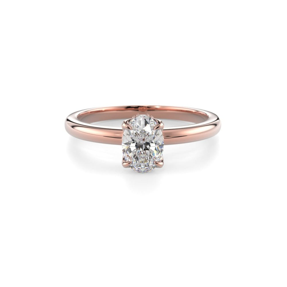 Festive Heidi Hidden Halo Oval 0,60 ct timanttisormus punakulta, etukuva