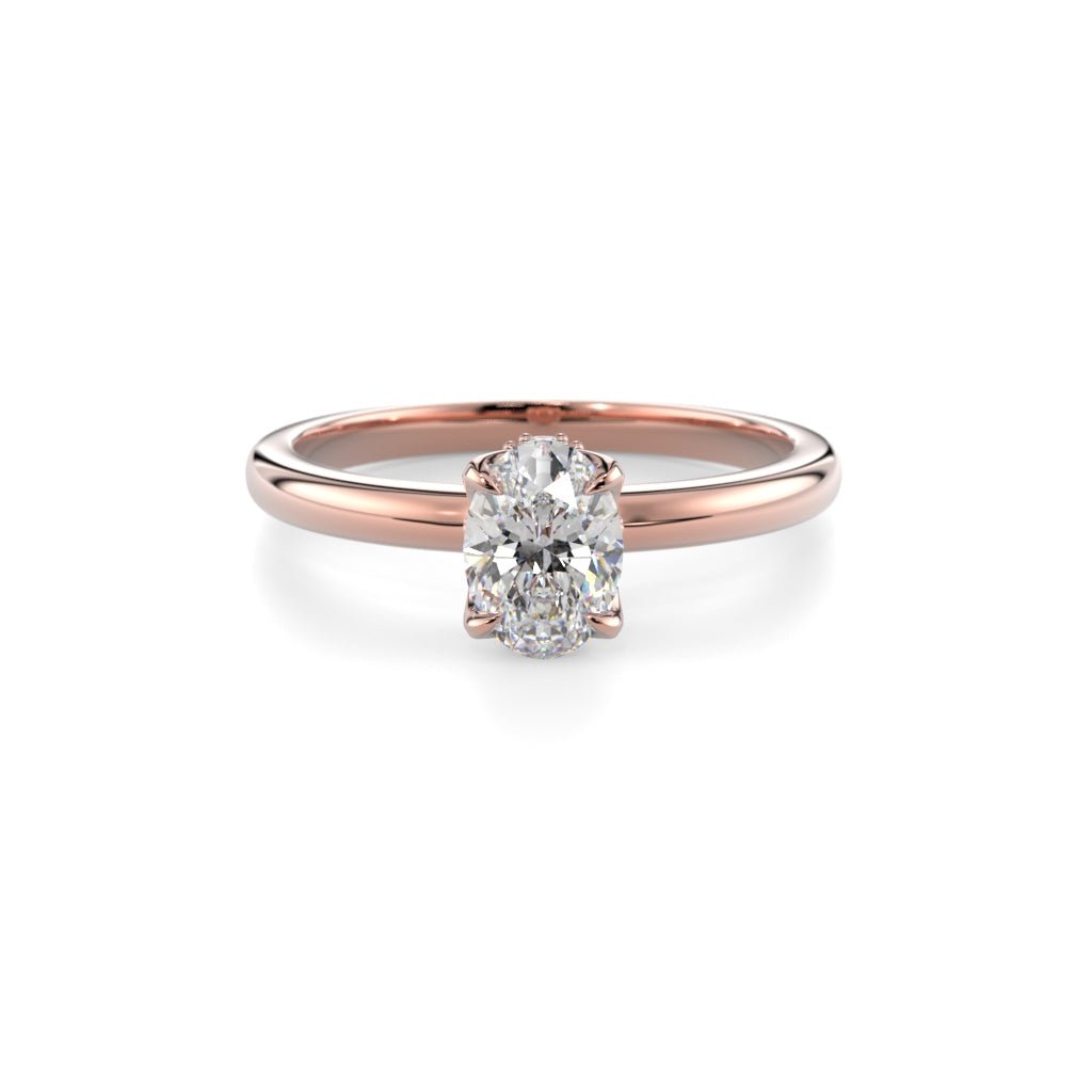 Festive Heidi Hidden Halo Oval 0,60 ct timanttisormus punakulta, etukuva