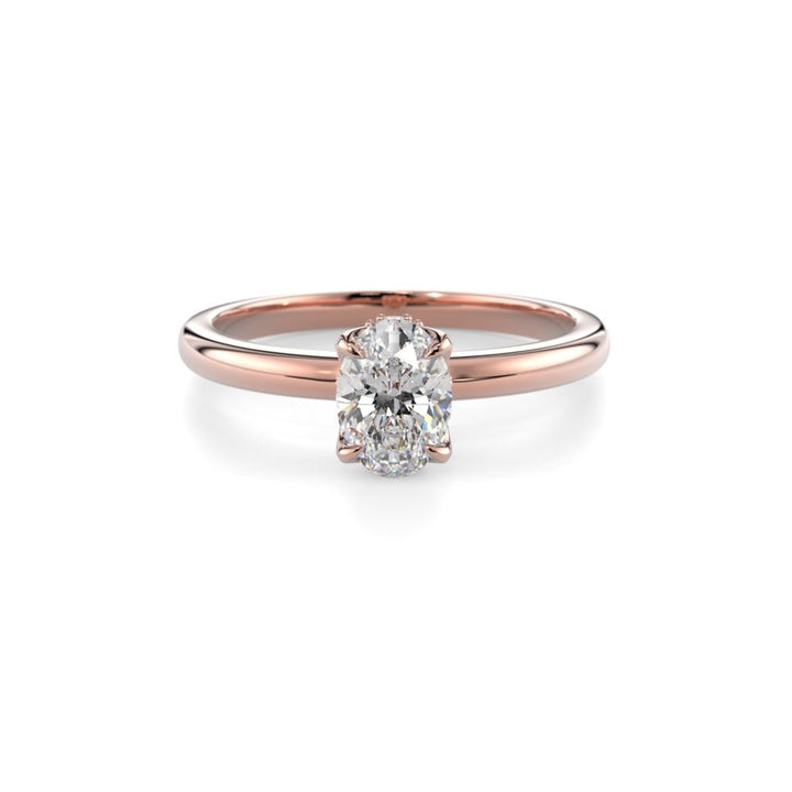 Festive Heidi Hidden Halo Oval 0,60 ct timanttisormus punakulta, etukuva