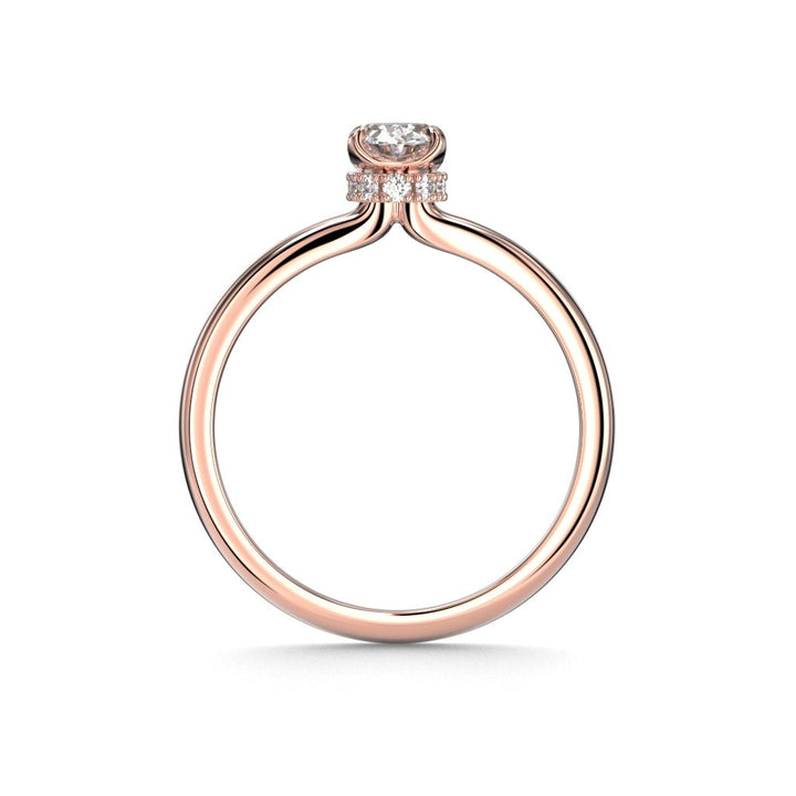 Festive Heidi Hidden Halo Oval 0,60 ct timanttisormus punakulta, sivukuva