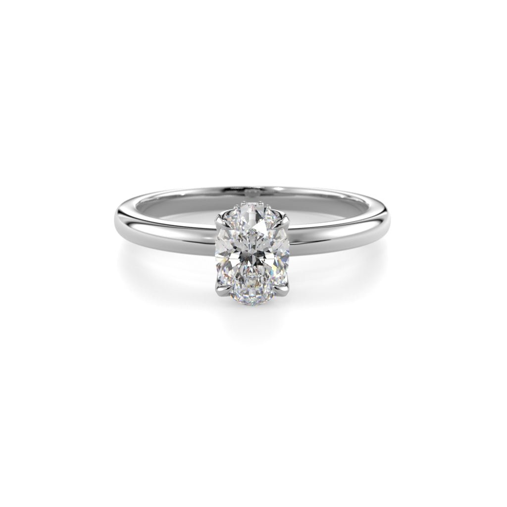 Festive Heidi Hidden Halo Oval 0,60 ct timanttisormus valkokulta, etukuva